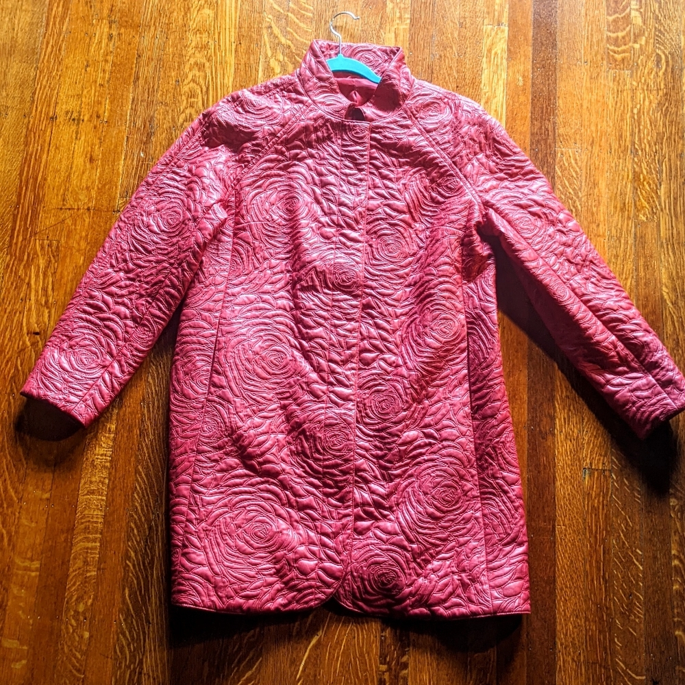 Vintage, M/L Red Pleather Coat